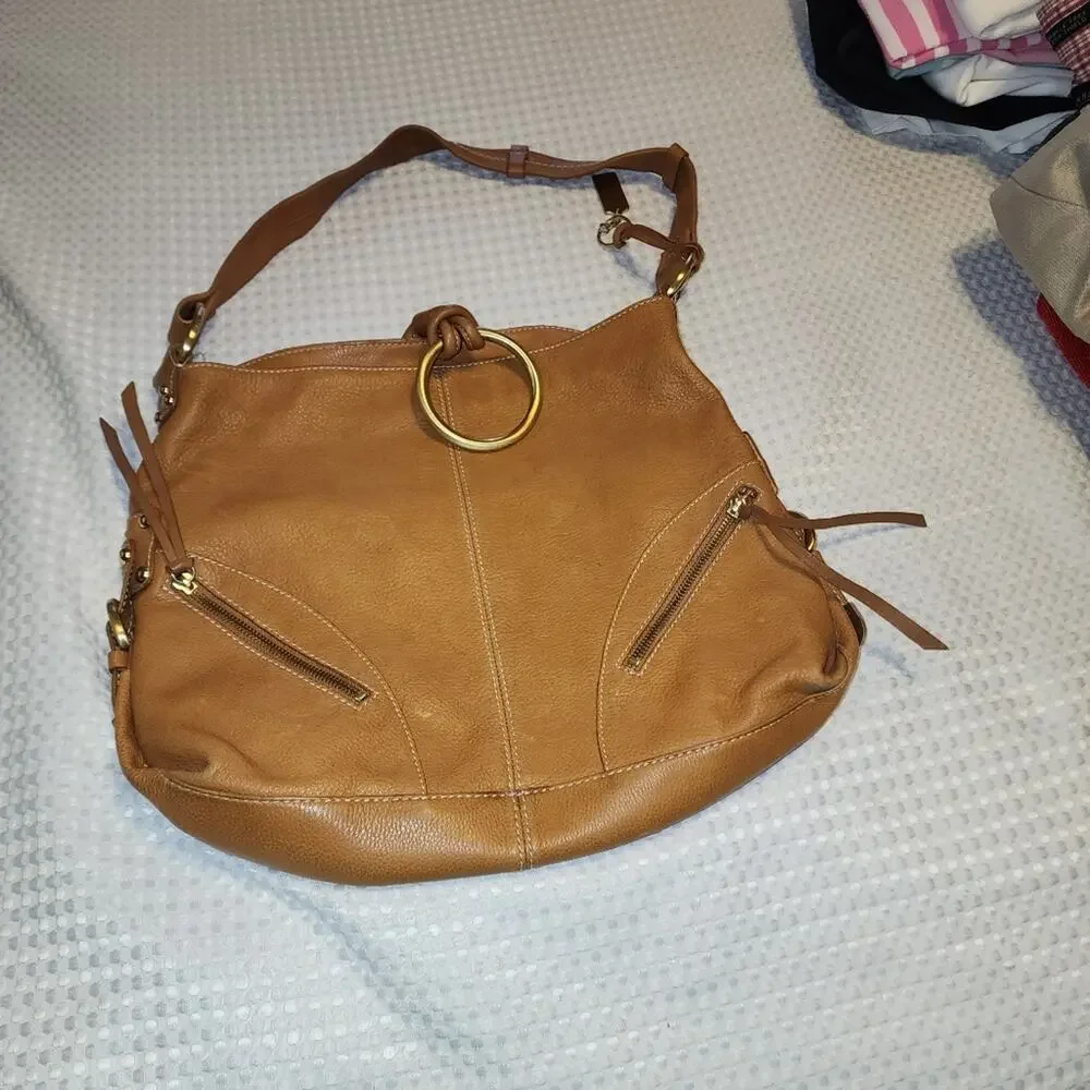 LUCE EUC COGNAC LEATHER SLOUCHY HOBO BAG